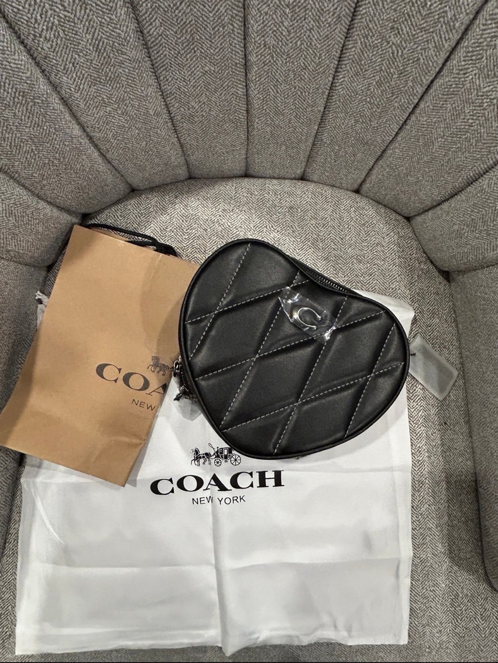 Coach Black Quilted Heart Crossbody